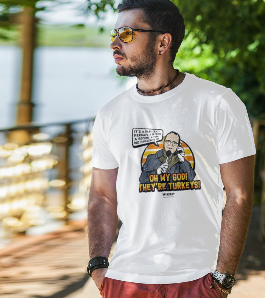 WKRP Oh My God They’re Turkeys Dark Object Parachute T-Shirt