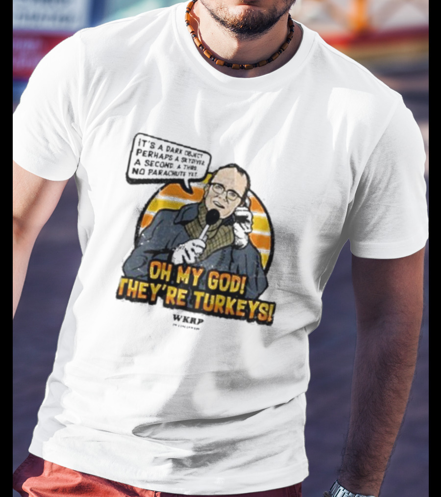 WKRP Oh My God They’re Turkeys Dark Object Parachute T-Shirt