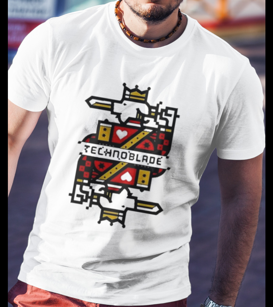Technoblade Crowned Warrior Card Heart Sword T-Shirt