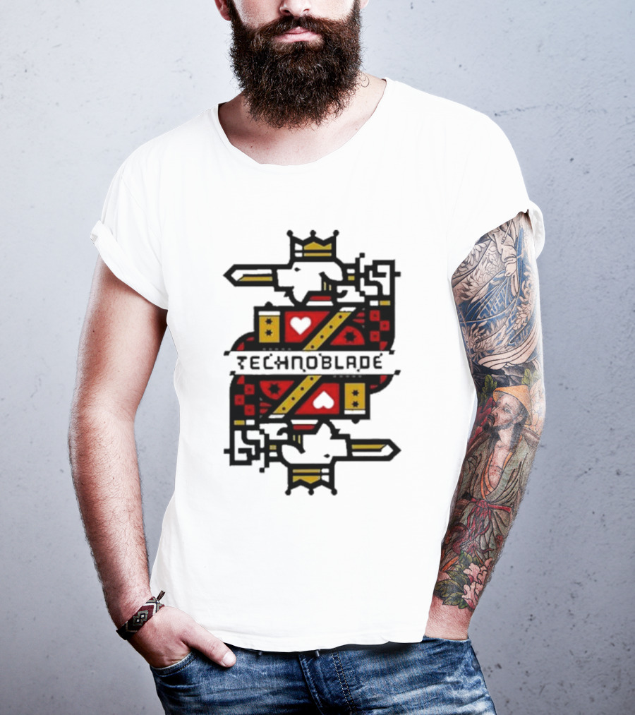 Technoblade Crowned Warrior Card Heart Sword T-Shirt