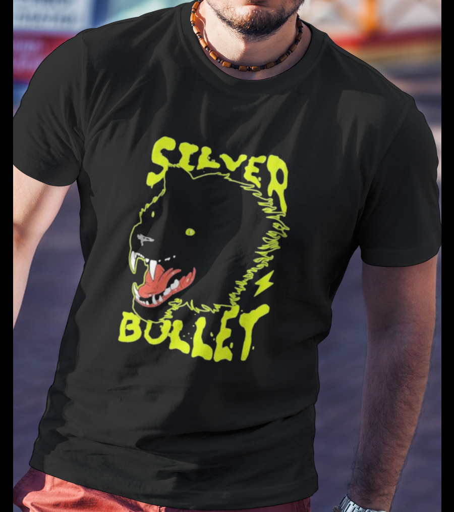 Silver Bullet Werewolf Face Neon T-Shirt