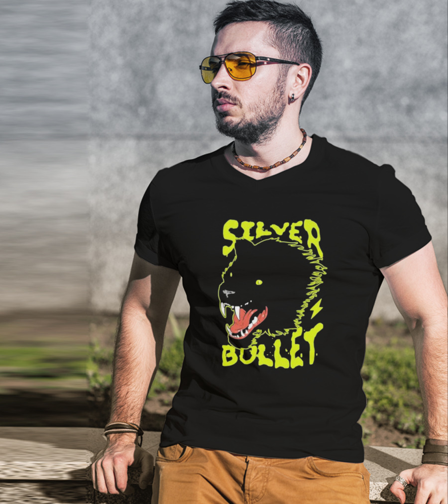 Silver Bullet Werewolf Face Neon T-Shirt