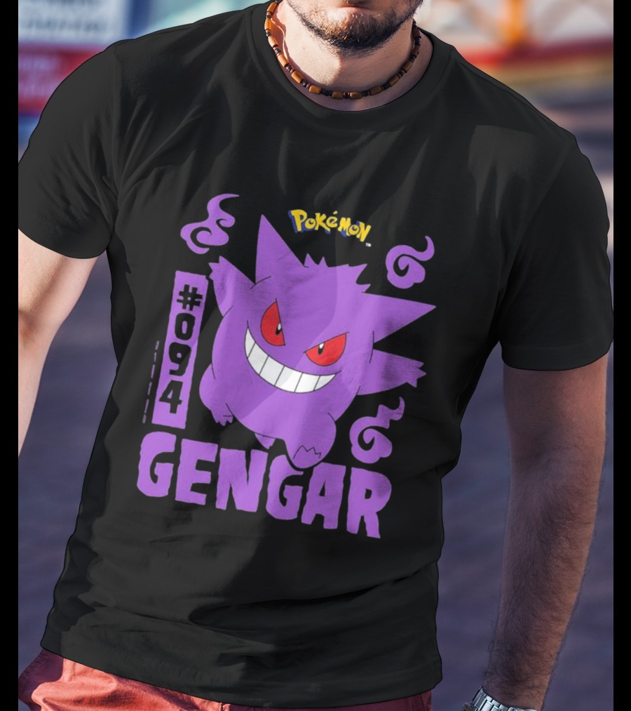Pokémon #094 Gengar With Iconic Design And Purple T-Shirt
