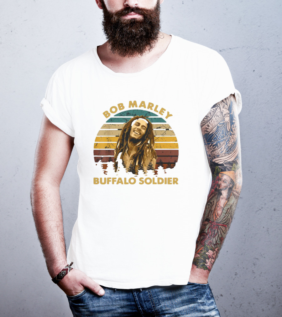 Bob Marley Buffalo Soldier Vintage Retro Sunset T-Shirt