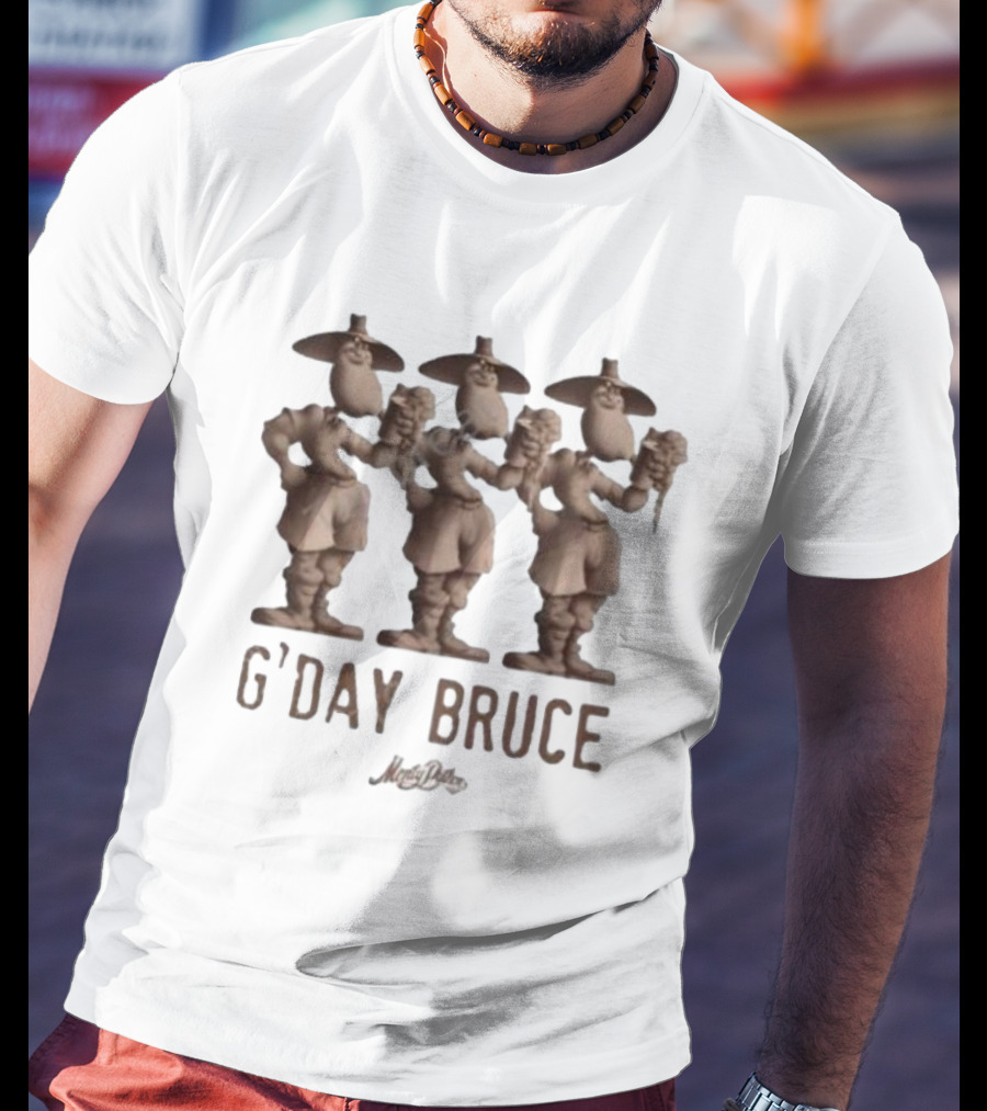 Monty Python G’day Bruce Three Figures Holding Mugs T-Shirt