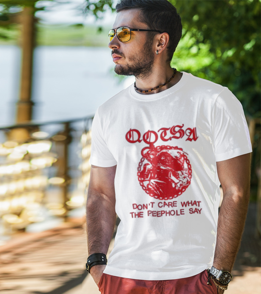 QOTSA Don't Care What The Peephole Say Red Skull T-Shirt