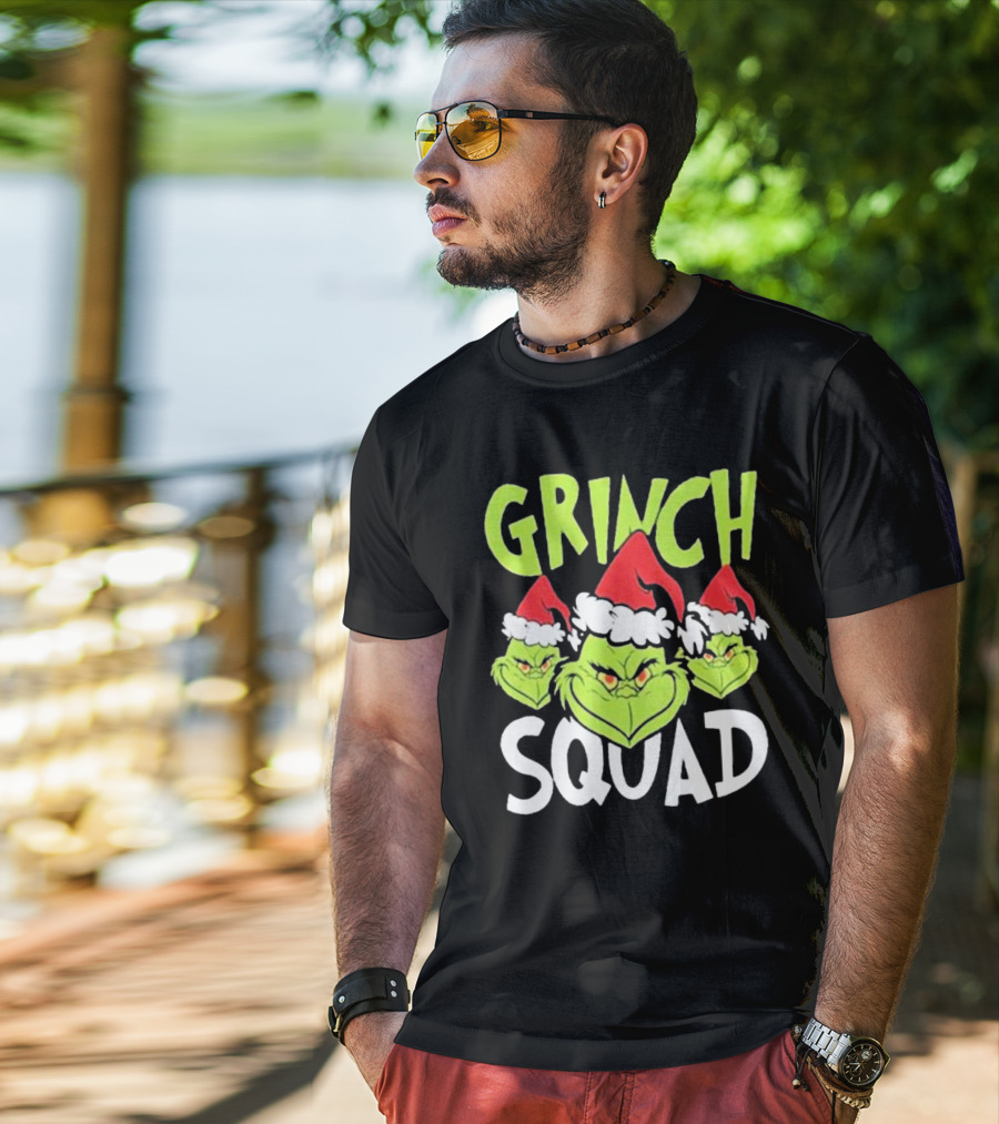 Grinch Squad Christmas Santa Hat Trio T-Shirt