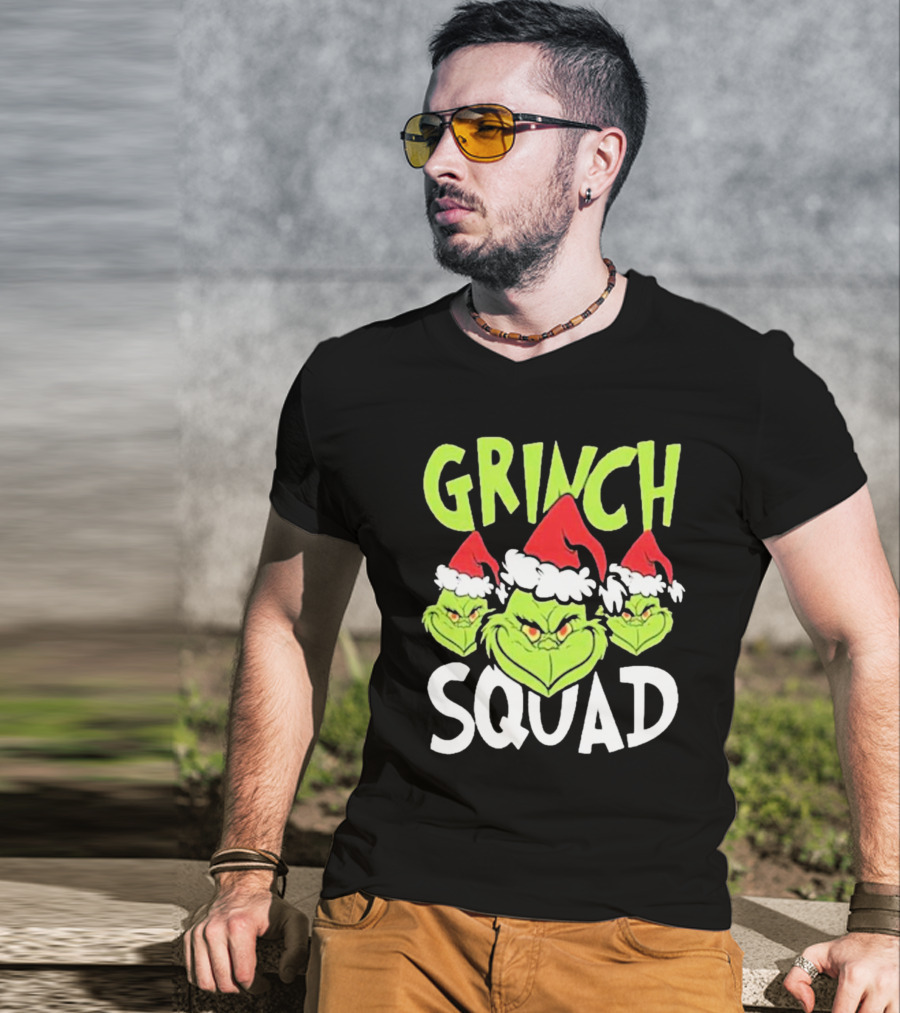 Grinch Squad Christmas Santa Hat Trio T-Shirt