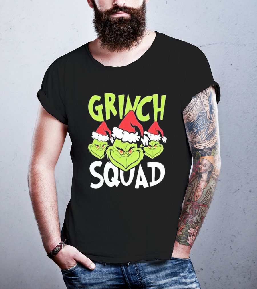 Grinch Squad Christmas Santa Hat Trio T-Shirt