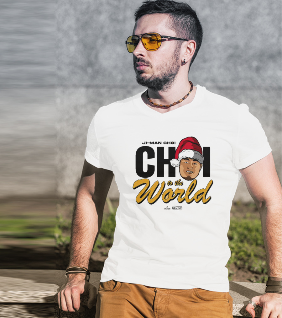 Ji-Man Choi Choi To The World Christmas Clutch Baseball Santa Hat T-Shirt