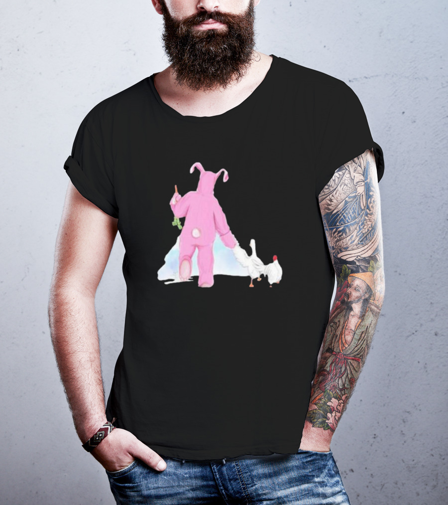 Matthew Perry Pink Bunny Holding Chicken T-Shirt