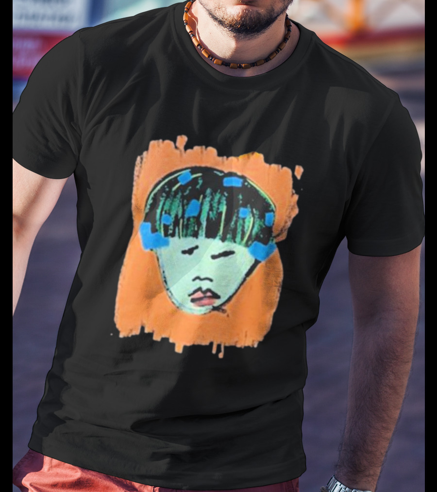Ryan Harper Gray Iconic Abstract Portrait On Vibrant Orange Background T-Shirt