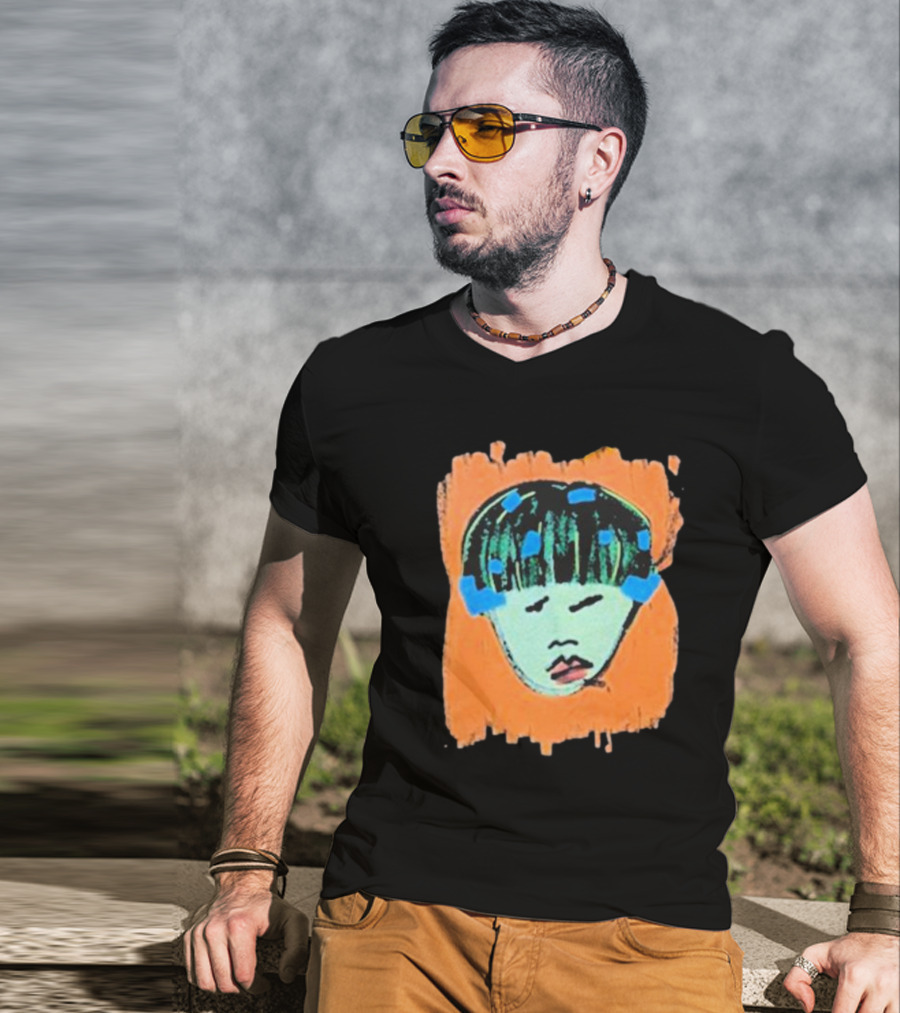 Ryan Harper Gray Iconic Abstract Portrait On Vibrant Orange Background T-Shirt