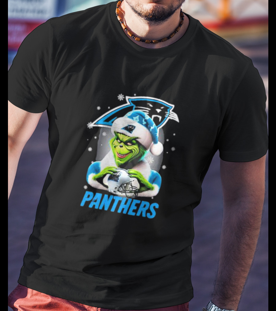 Santa Grinch Carolina Panthers Merry Christmas T-Shirt