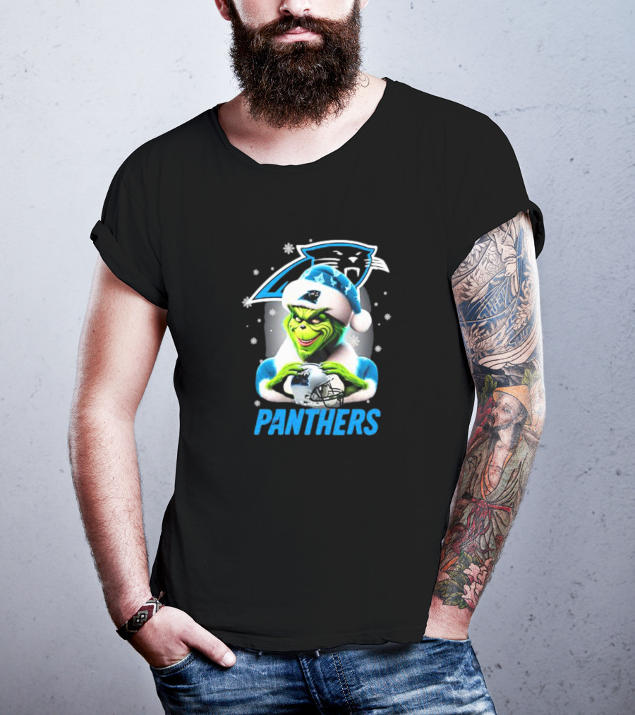 Santa Grinch Carolina Panthers Merry Christmas T-Shirt