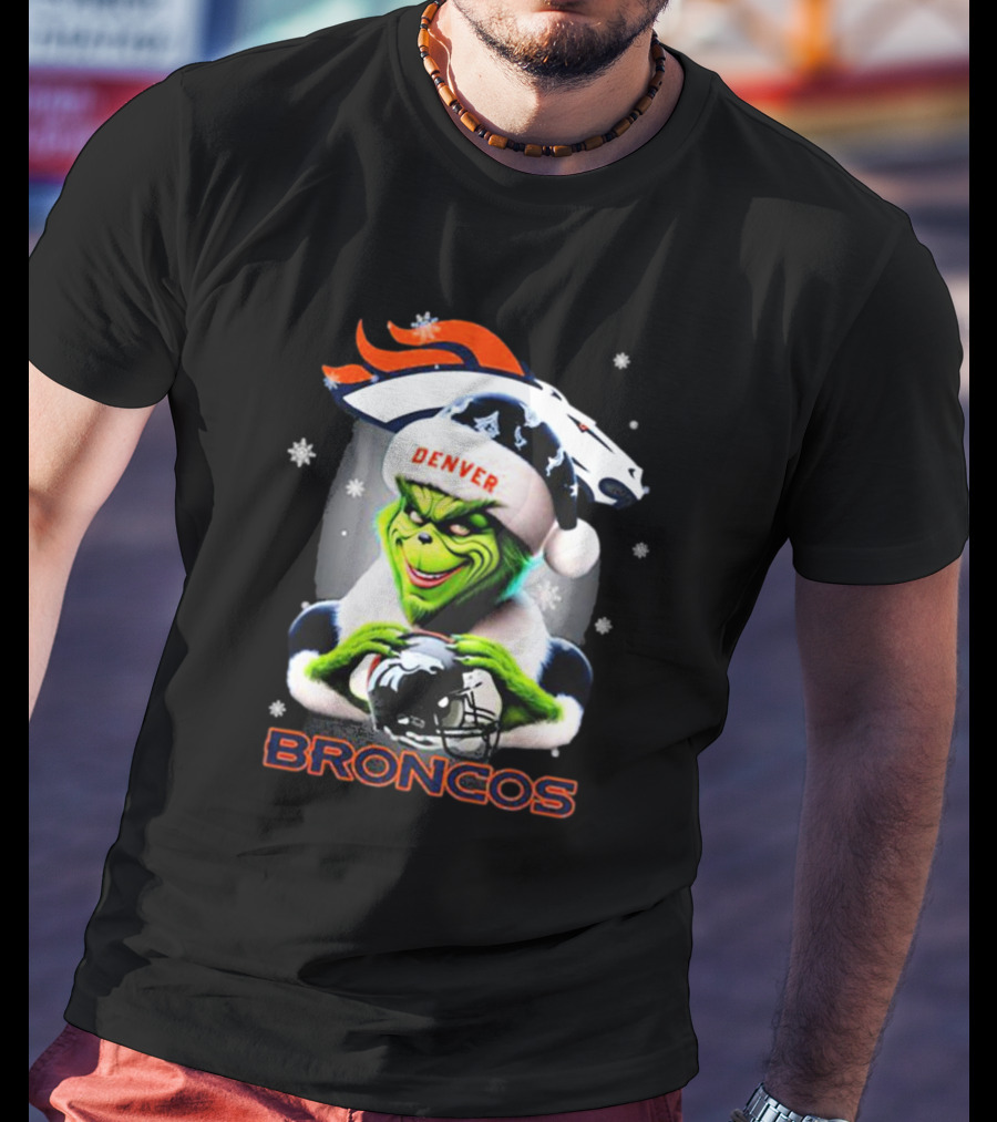 Santa Grinch Merry Christmas Denver Broncos Love T-Shirt