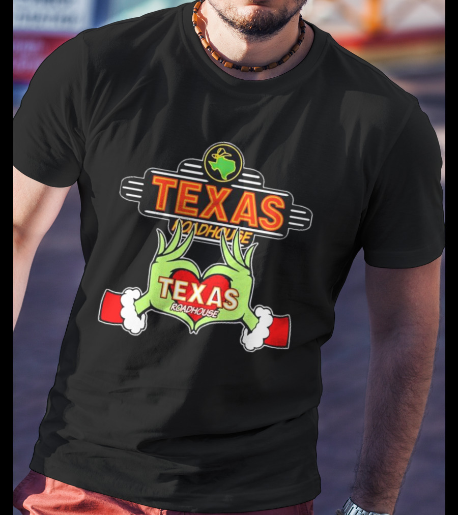 Texas Roadhouse Grinch Hand Love Christmas T-Shirt