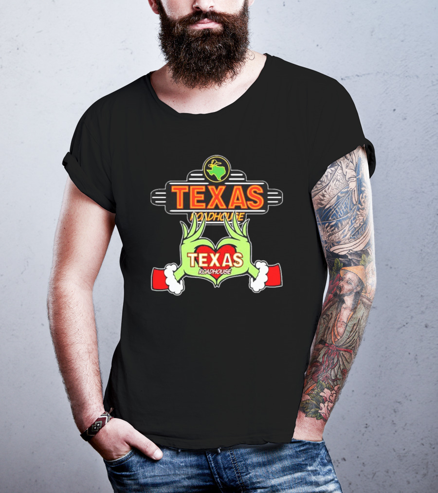 Texas Roadhouse Grinch Hand Love Christmas T-Shirt