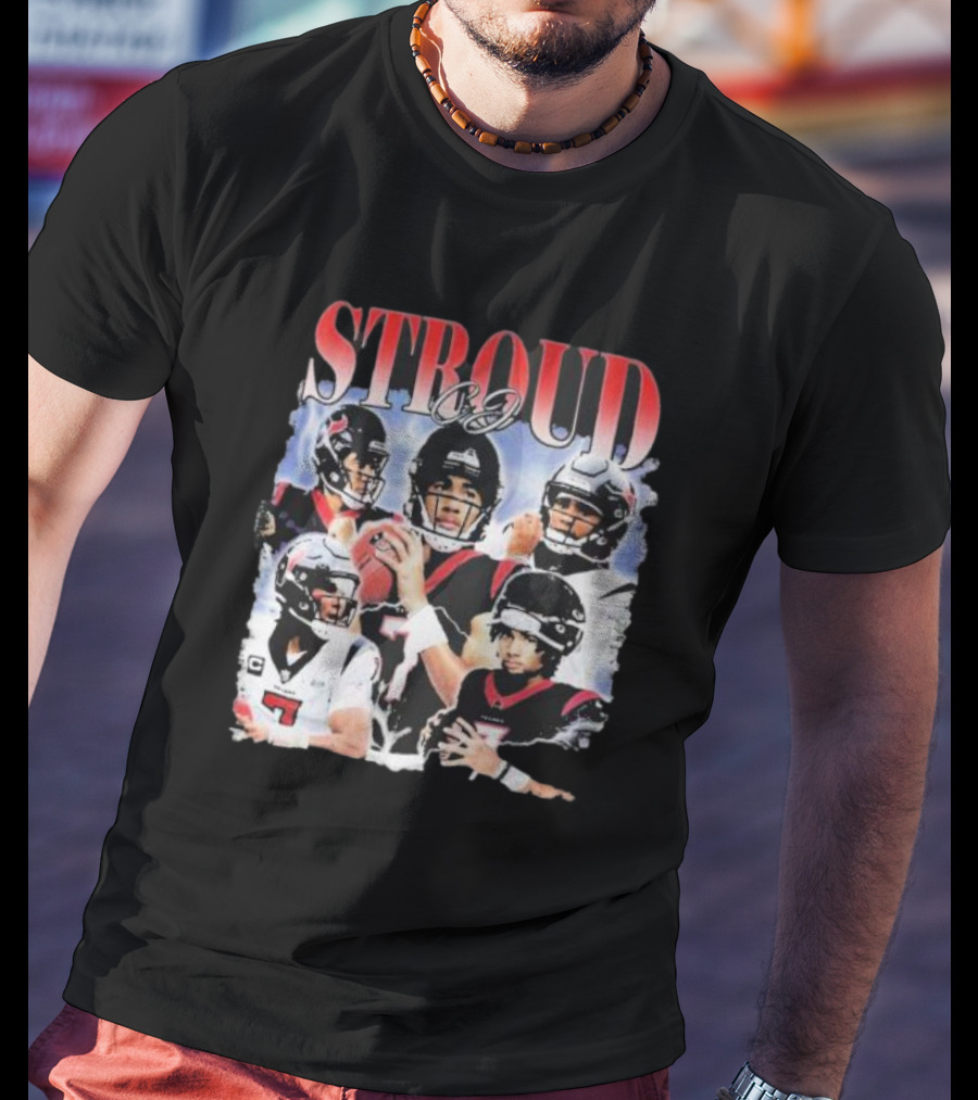 Stroud CJ Football 90s Style Houston NFL Quarterback Vintage Images T-Shirt
