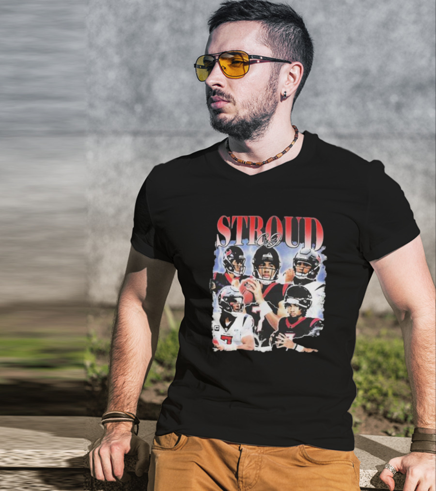 Stroud CJ Football 90s Style Houston NFL Quarterback Vintage Images T-Shirt
