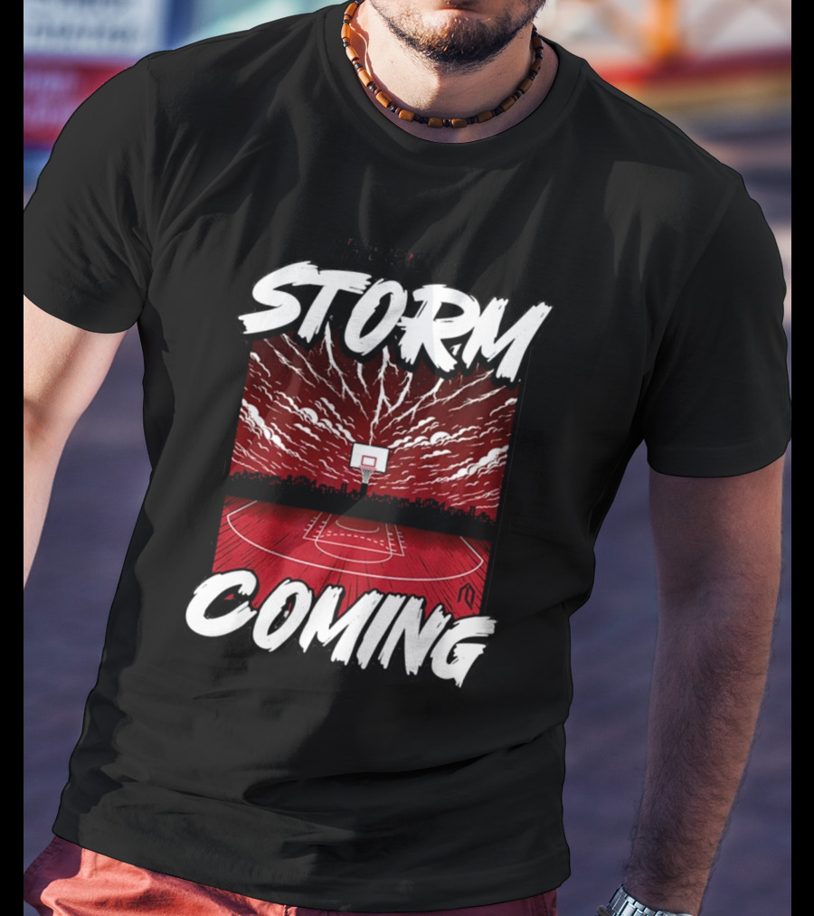 Athletelogos There Is A Storm Coming Basketball Court Thunderous Sky T-Shirt