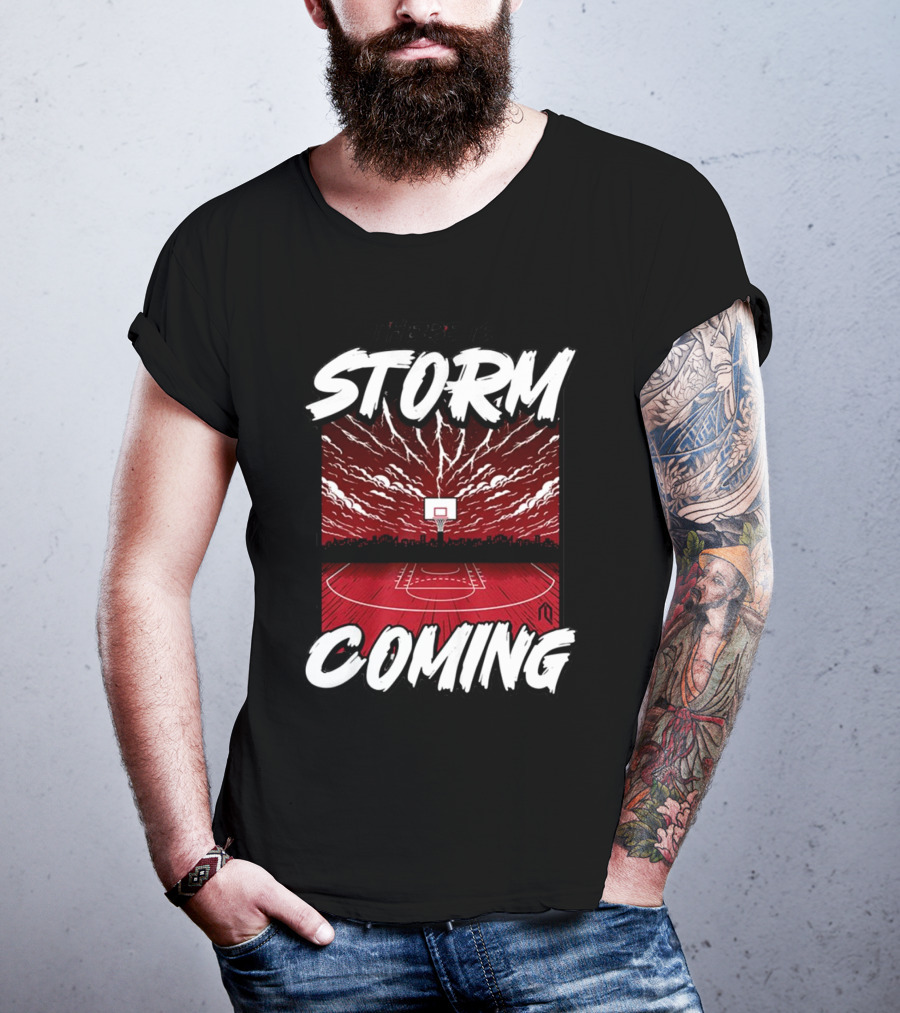 Athletelogos There Is A Storm Coming Basketball Court Thunderous Sky T-Shirt