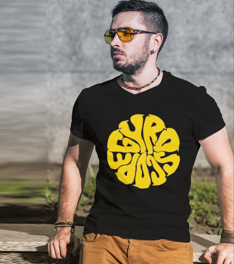 Gyroscope Liquid Logo Yellow Circular Text T-Shirt