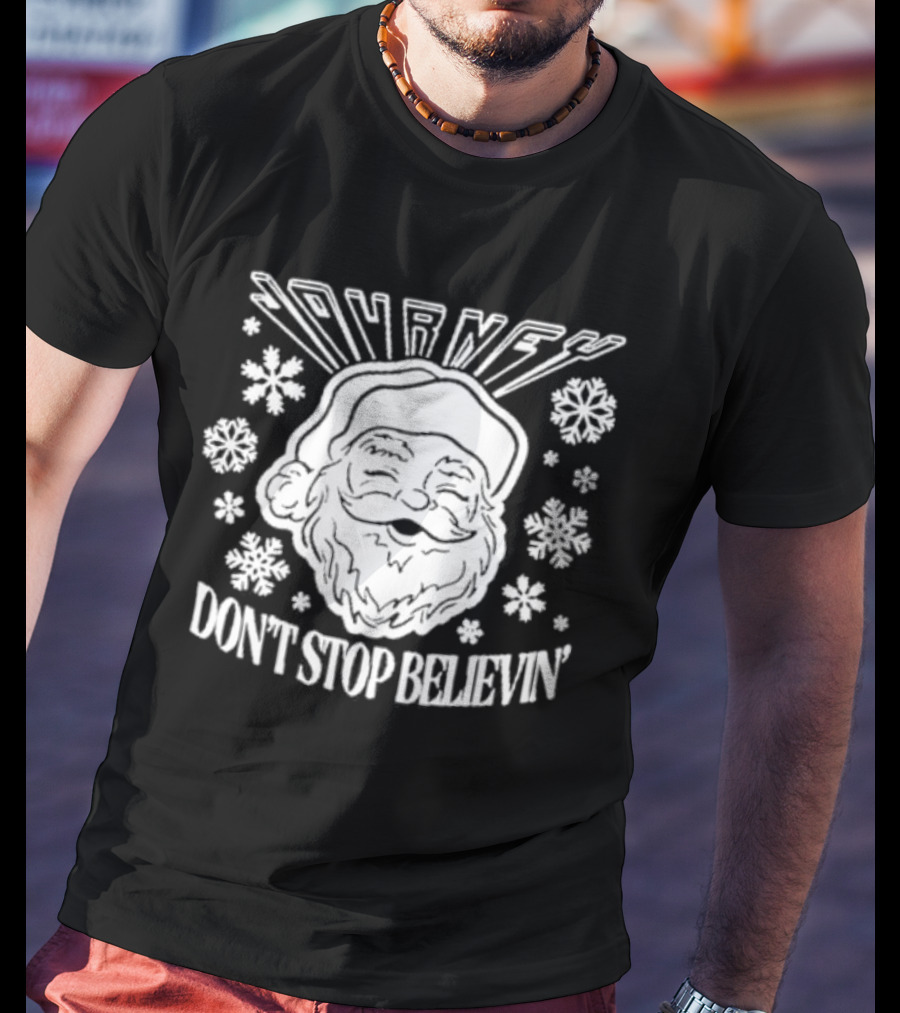 Journey Don't Stop Believin' Christmas Santa Snowflakes T-Shirt