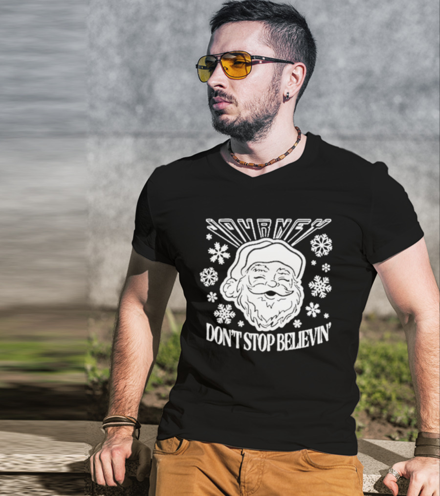 Journey Don't Stop Believin' Christmas Santa Snowflakes T-Shirt