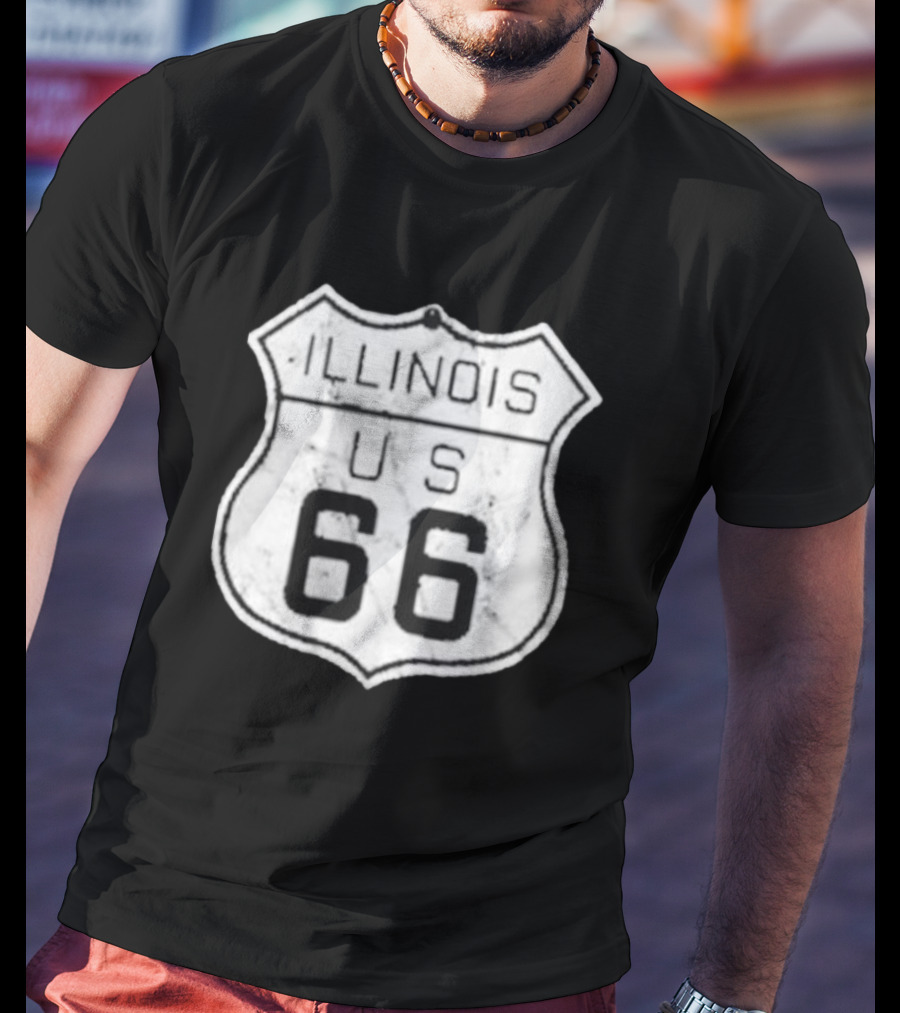 Illinois Route 66 US Vintage Shield Retro Look T-Shirt