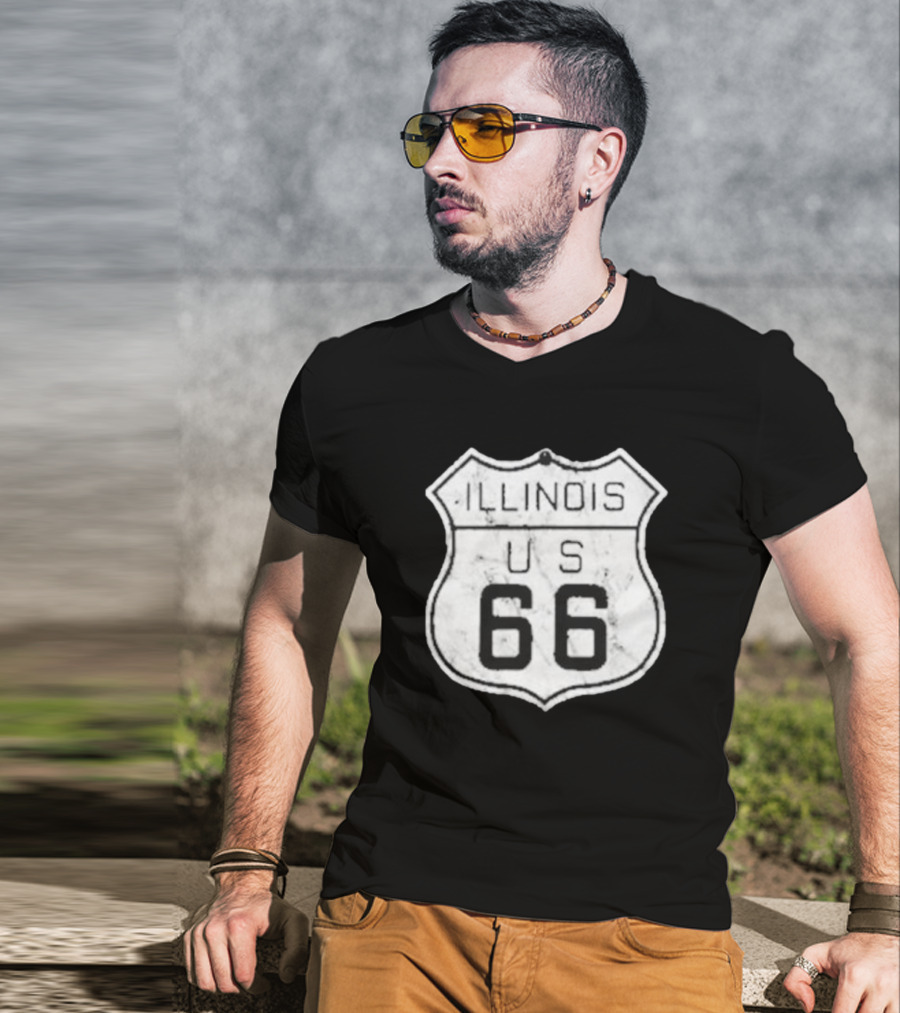 Illinois Route 66 US Vintage Shield Retro Look T-Shirt