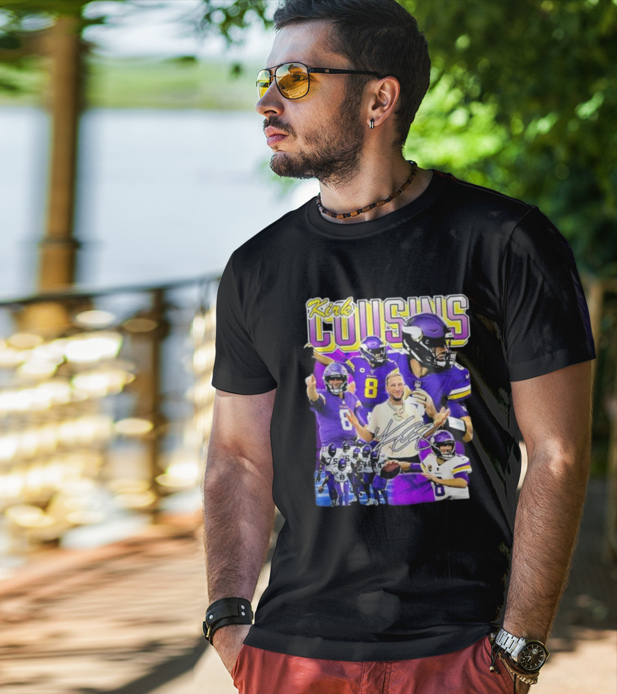 Kirk Cousins Minnesota Vikings Quarterback Number 8 Football Collage T-Shirt