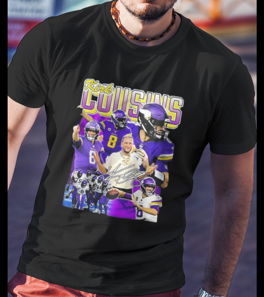 Kirk Cousins Minnesota Vikings Quarterback Number 8 Football Collage T-Shirt