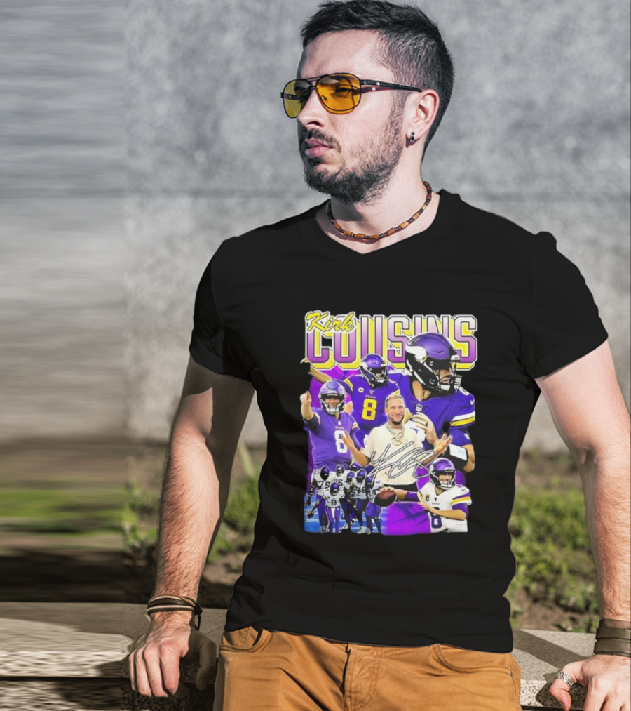 Kirk Cousins Minnesota Vikings Quarterback Number 8 Football Collage T-Shirt