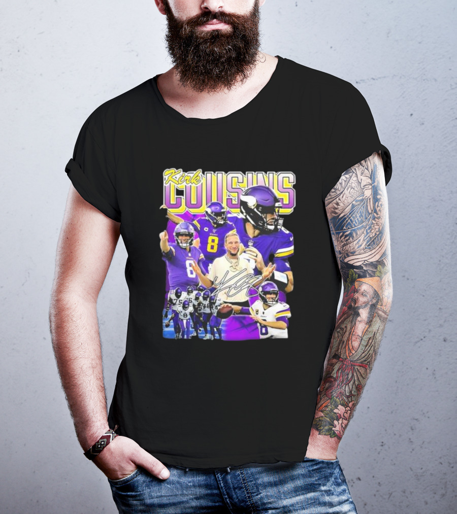 Kirk Cousins Minnesota Vikings Quarterback Number 8 Football Collage T-Shirt