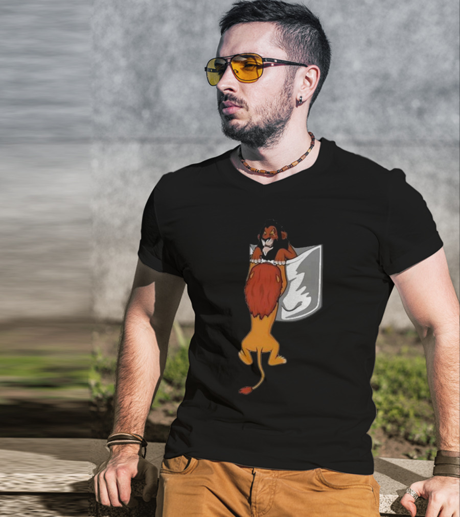 Lion Scar And Mufasa Hanging Pocket T-Shirt
