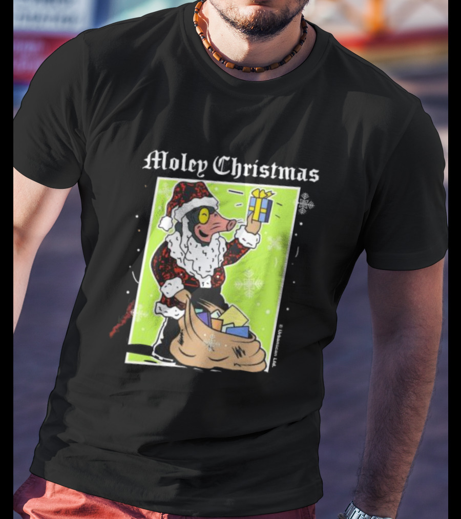Moley Christmas Santa Mouse Holiday Present T-Shirt