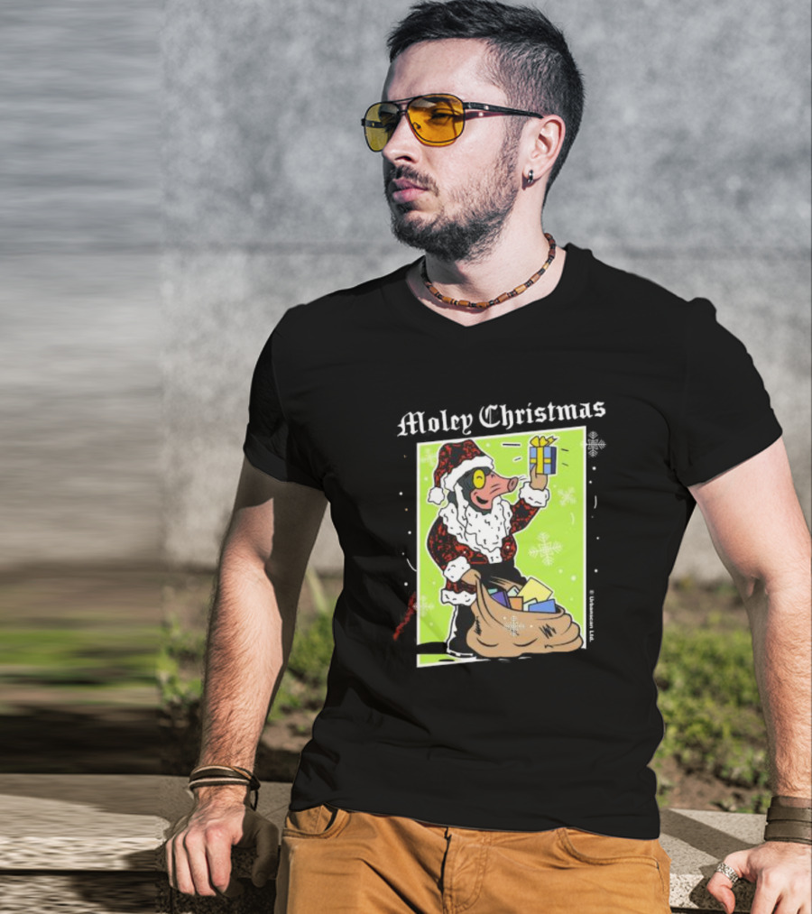 Moley Christmas Santa Mouse Holiday Present T-Shirt