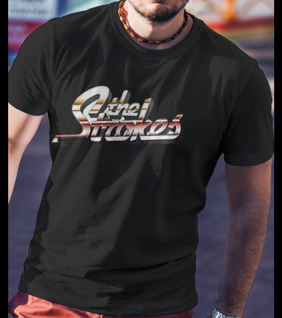The Strokes Retro Style Logo Vintage Band Name Text T-Shirt