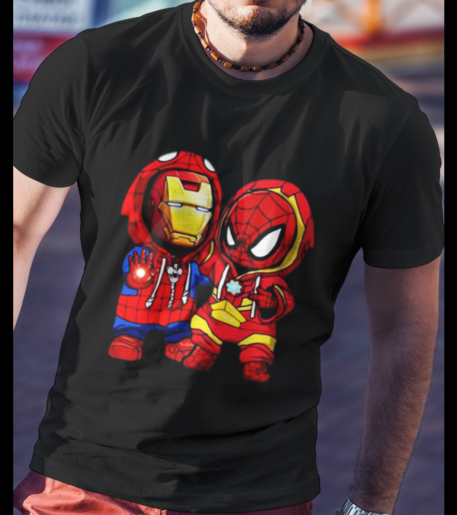Baby Iron Man And Baby Spiderman Heroes Duo T-Shirt