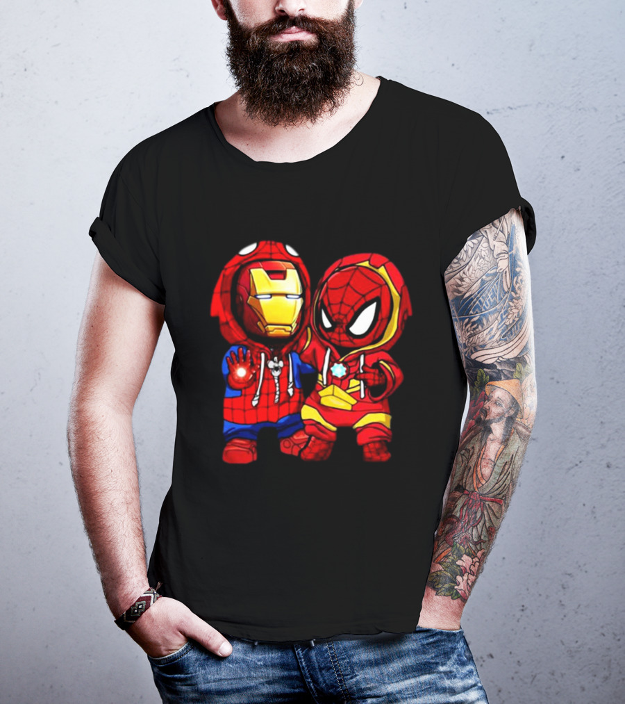 Baby Iron Man And Baby Spiderman Heroes Duo T-Shirt