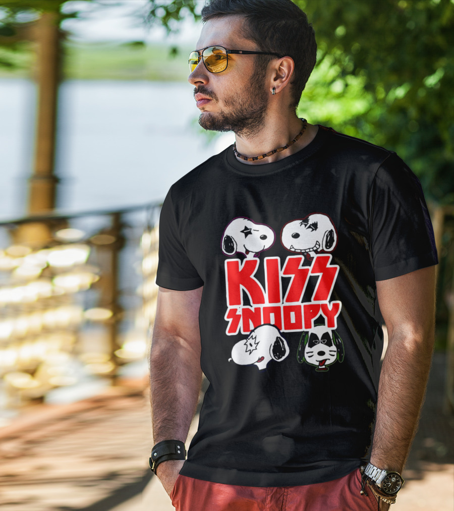 Kiss Snoopy Faces Rock Band T-Shirt