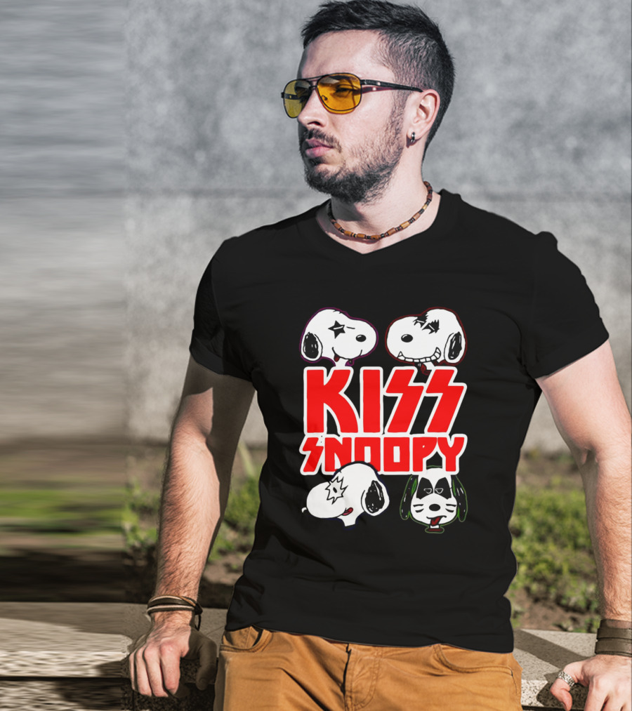 Kiss Snoopy Faces Rock Band T-Shirt
