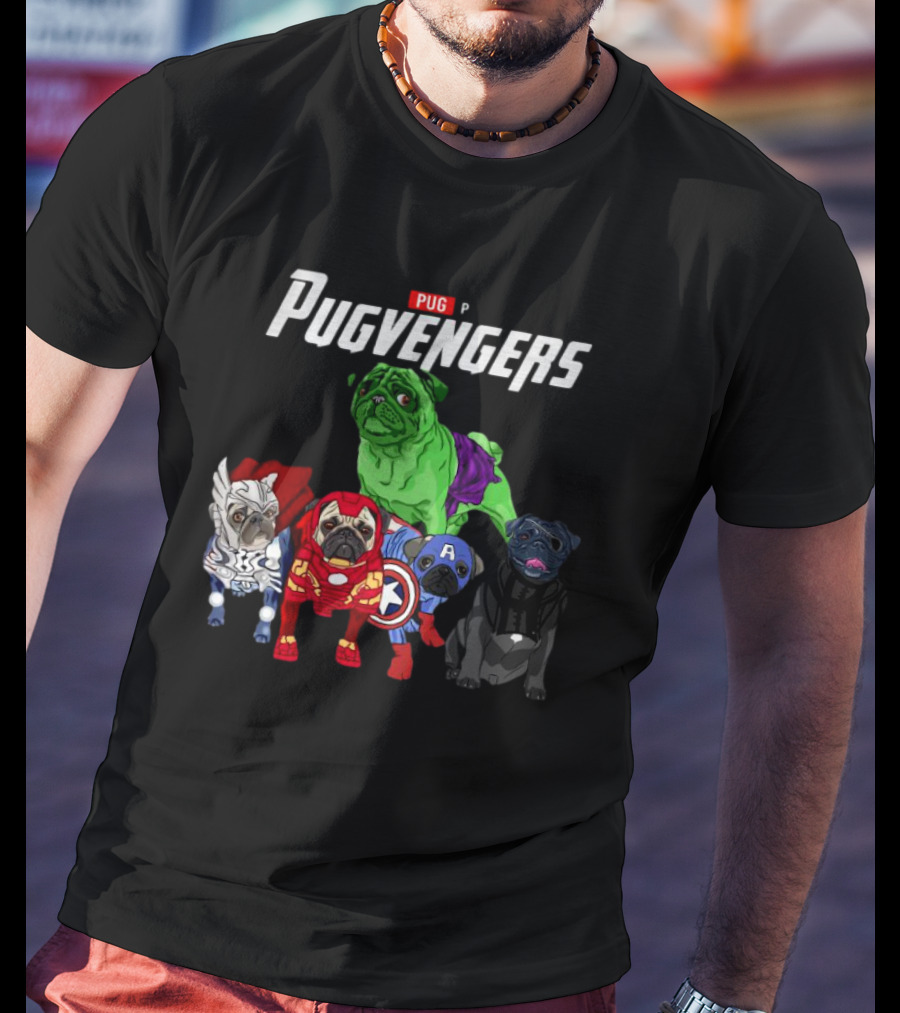 Marvel Avengers Pug Pugvengers Hulk Captain America Iron Man Thor Black Panther T-Shirt