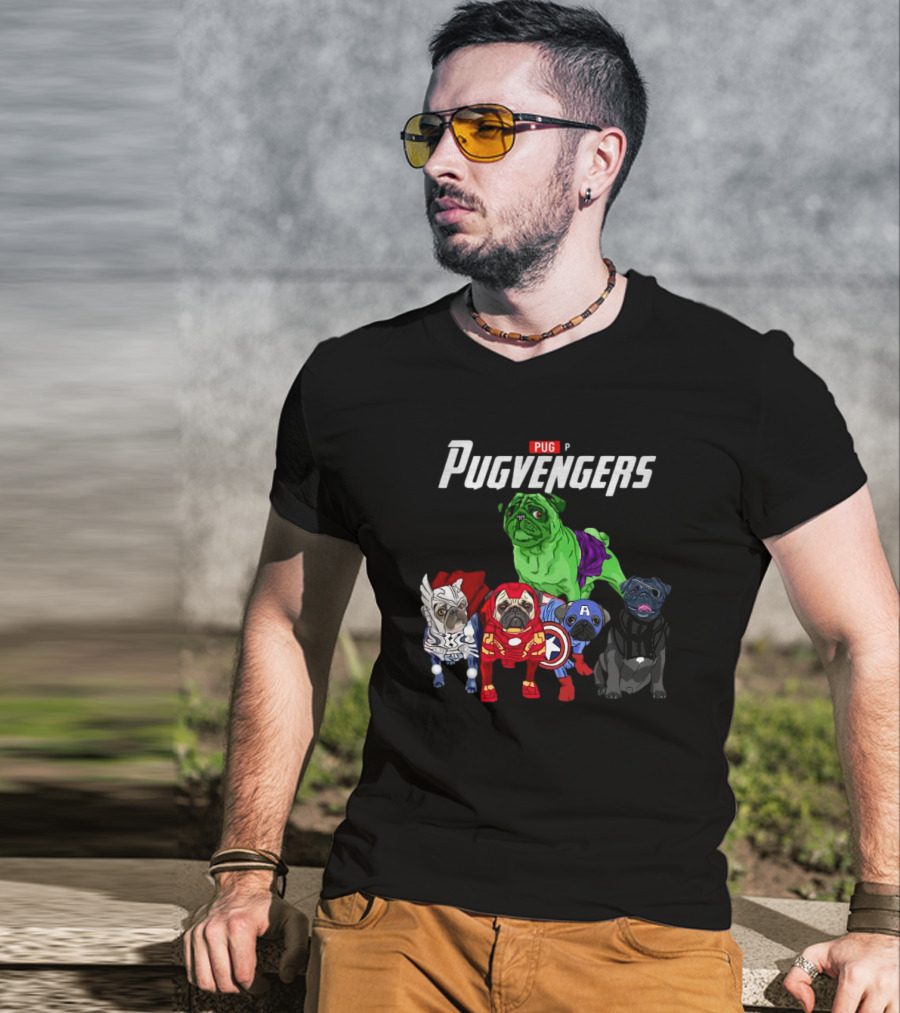 Marvel Avengers Pug Pugvengers Hulk Captain America Iron Man Thor Black Panther T-Shirt