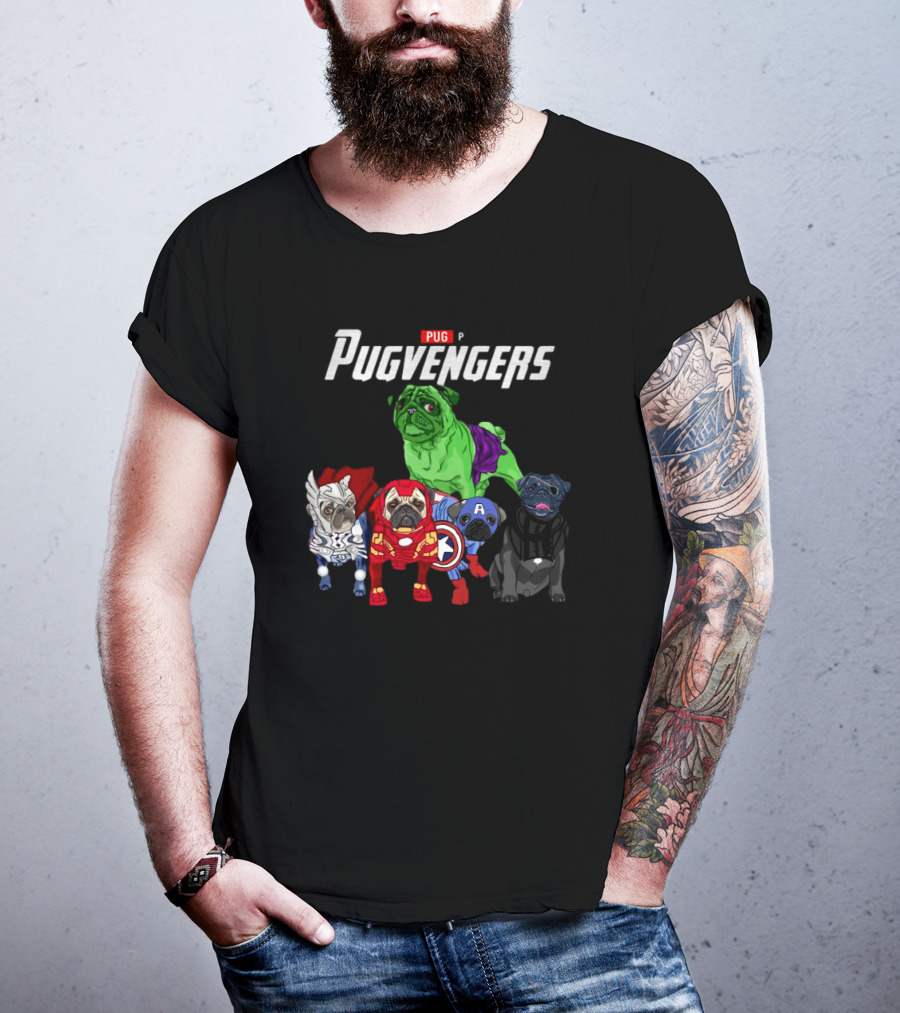 Marvel Avengers Pug Pugvengers Hulk Captain America Iron Man Thor Black Panther T-Shirt