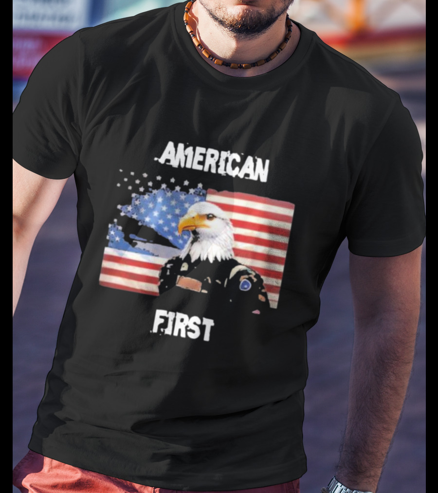 American Eagle Soldier American First US Flag Patriotic T-Shirt