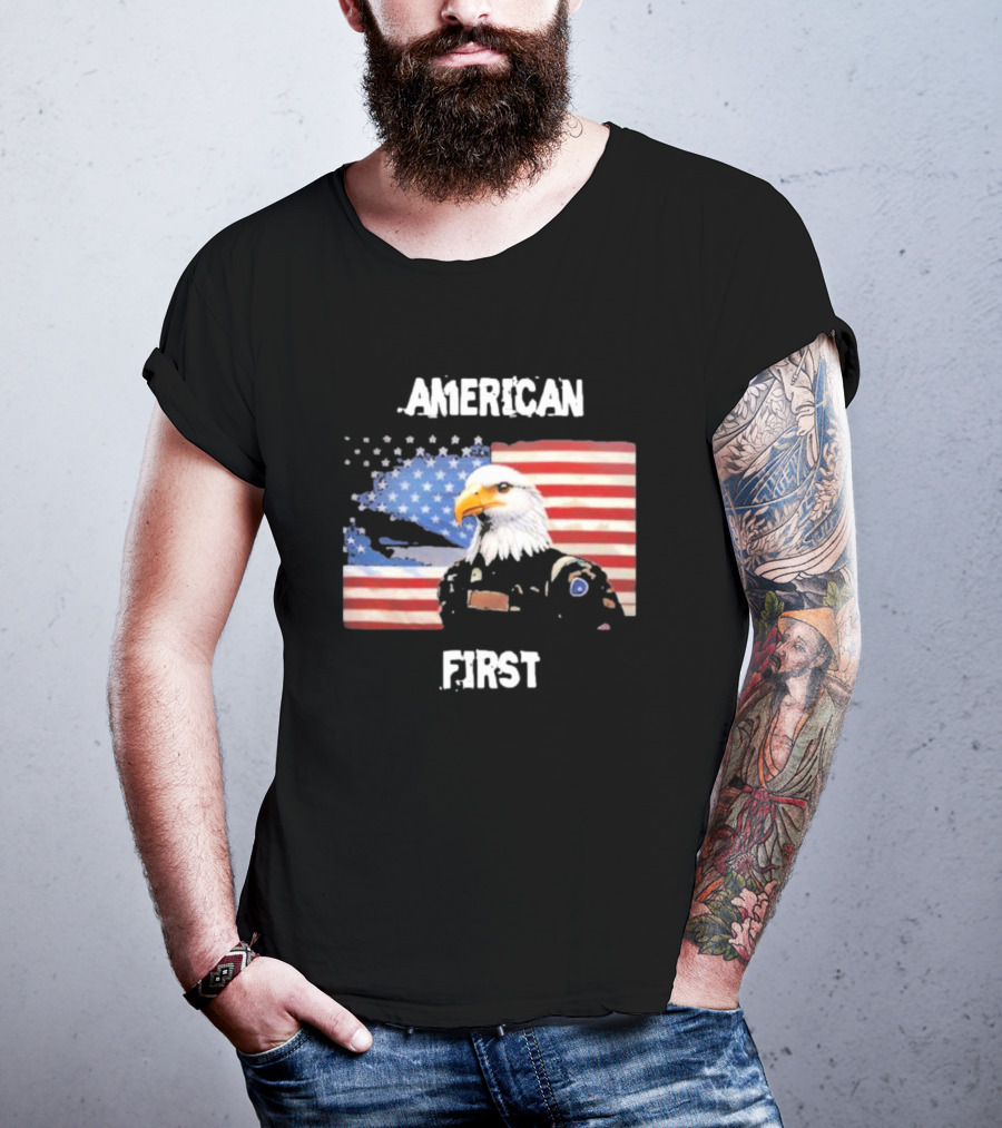 American Eagle Soldier American First US Flag Patriotic T-Shirt