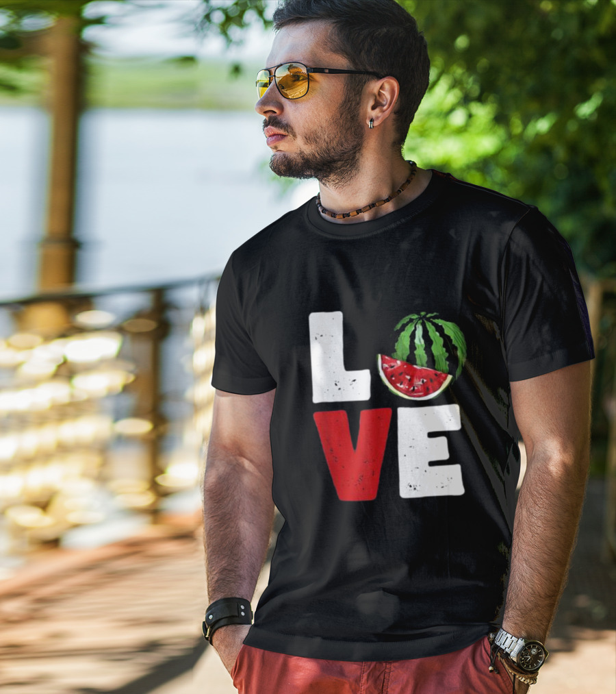 LOVE Watermelon Slice Typography T-Shirt