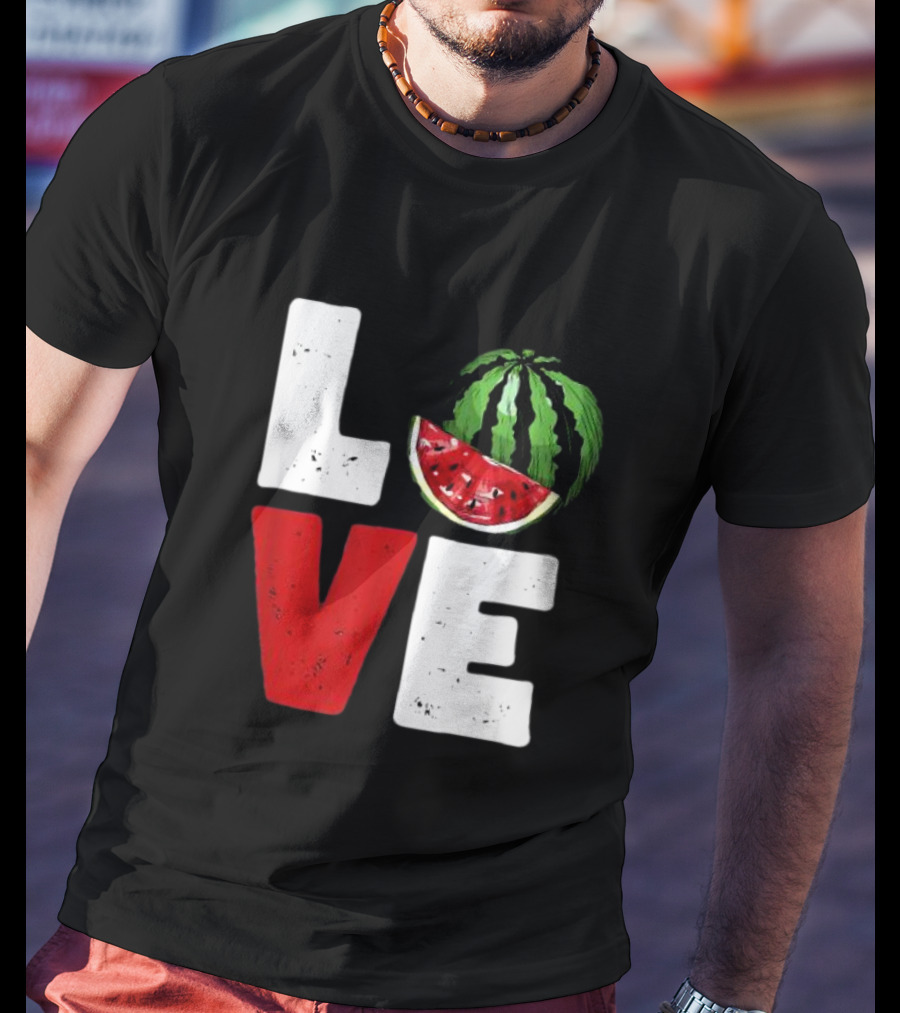 LOVE Watermelon Slice Typography T-Shirt